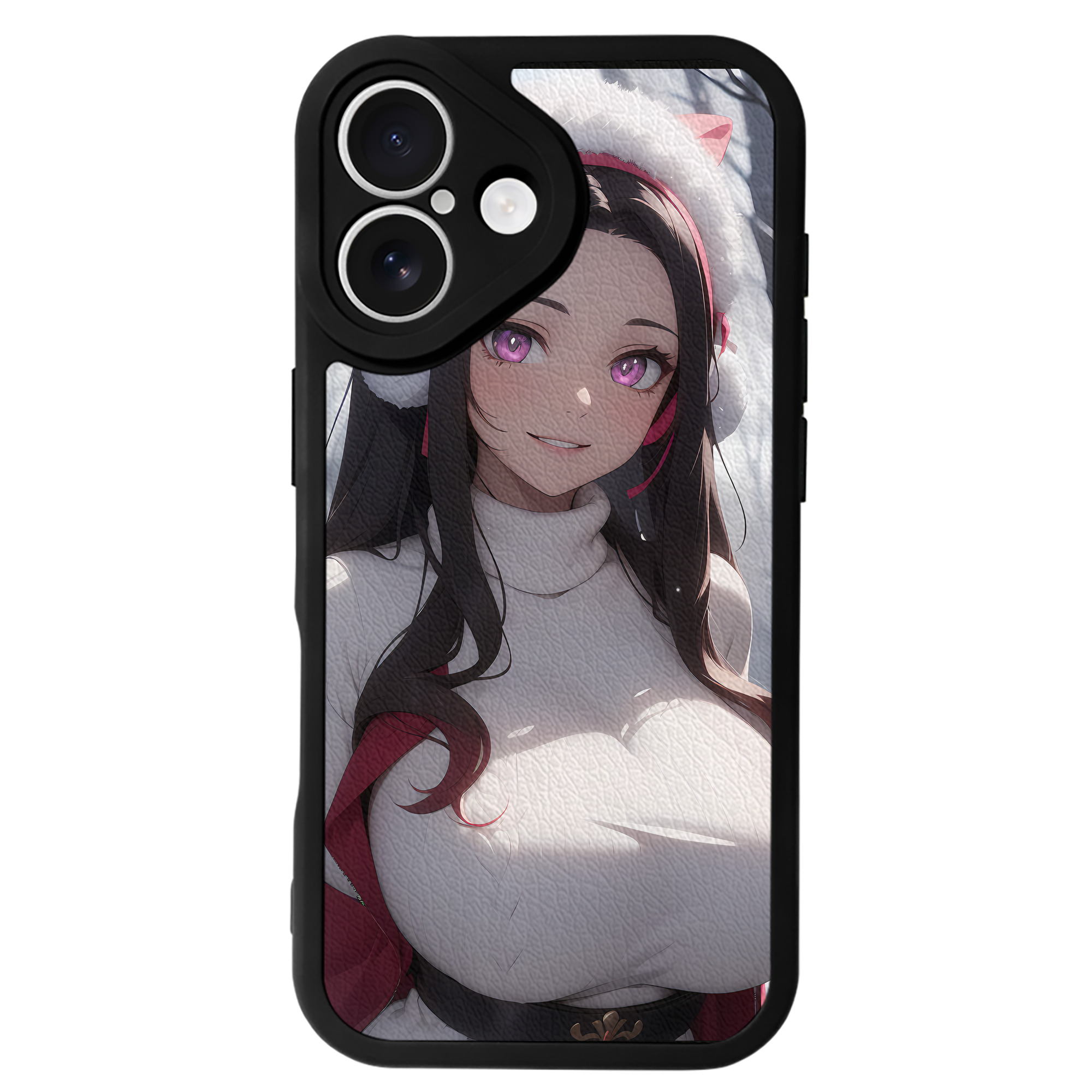 （画像用） 鬼滅の刃（きめつのやいば）竈門 禰󠄀豆子／かまど ねずこ Kamado Nezuko 【iPhone 16シリーズ対応】シリコンスマホケース（レザー調） 材質：シリコン
